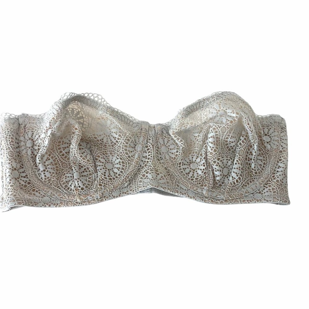 Free People Women's Light Blue Starla Underwire Lace Demi Cup Bra Size 36C